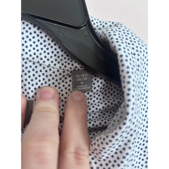 Michael Kors Slim Fit Dress Shirt Mens White Blue Dot Print Button Down Size M - Picture 4 of 8